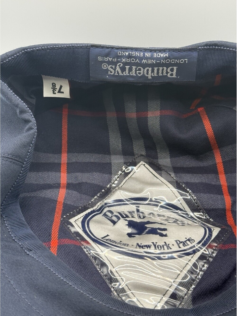 Burberry's Beret Hat Hunting Cap Nova Check Navy Size M Unisex Authentic